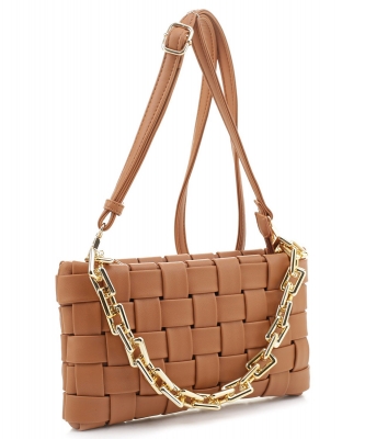 Fashion Woven Crossbody Bag KNS-2774 LBROWN